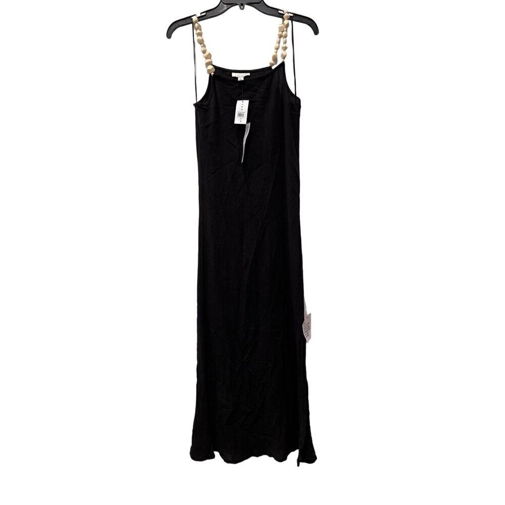 New Topshop Women's Size US 2 textured slip dress with beaded straps in black